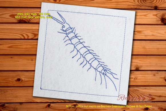 Centipede Worm Redwork for Apparel