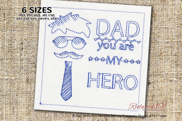 Dad You Are My Hero Redwork Design