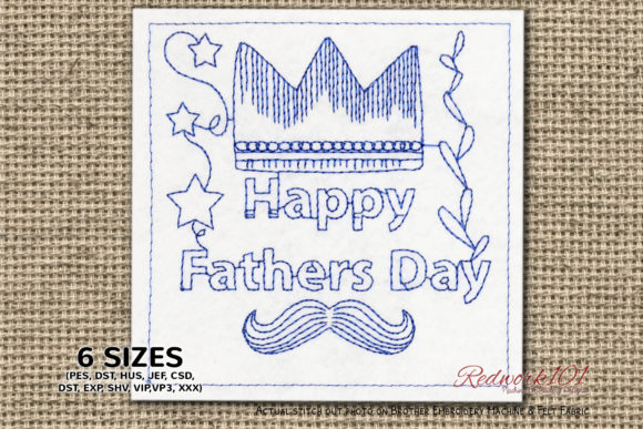 Fathers Day Crown Bluework: A Royal Embroidery Design