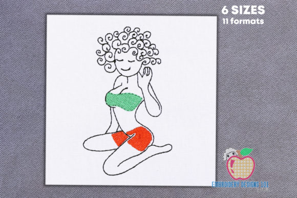 Hot Girl Beach Sketch: A Premium Embroidery Design