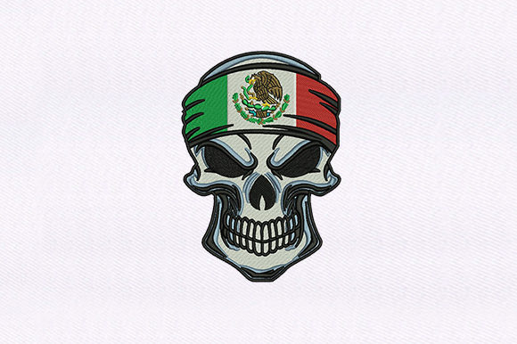 Mexican Skull: A Bold and Festive Embroidery Design