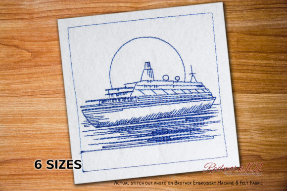 Passenger Ship Redwork: A Charming Embroidery Design