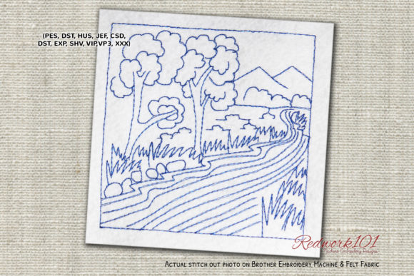 River Scene: A Captivating Embroidery Design